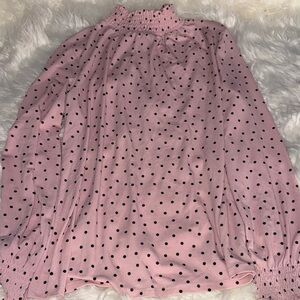 Adrianna Papell Pink and Black Polka Dot Top